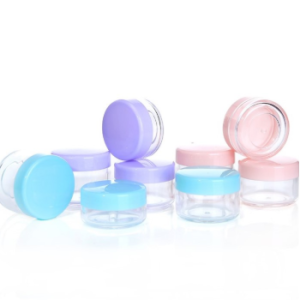 Cosmetic PS Plastic Cream Jar Transparent Jar with Colored Screw Cap 10g 15g 20g Cream Jar