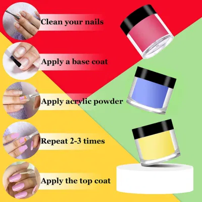 Custom Logo Nail Art Color Pop Acrylic Powder Diamond Dipping Powder Nail Supplies Dipping Powder