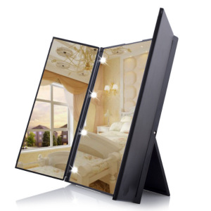 fashion women makeup led lighted Three Panel touch screen Tri-fold LED Mirror