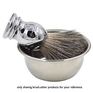 For Safety Razor Barber Neck Brush Handmade Deluxe 100% Pure Badger Silvertip Shaving Brush with metal stainless steel Handle