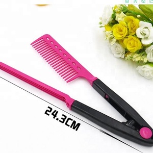 Lonsyne brand Folding Hair Straightener Resist Heat Plastic Magic Hair V Comb Straightener V  personalized bulk hair Comb