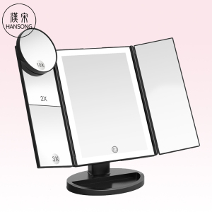 Manufacturer New 24pcs Led Lights Strip Tri-Fold Vanity Makeup Cosmetic Mirror with Magnifying Glass