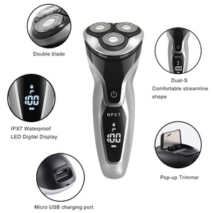 US STOCK NPET ES8109 Electric Shaver Razor for Men  USB Rechargeable Electric Razor, IPX7 Waterproof Wet & Dry Rotary Shavers