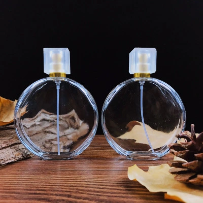 Vintage Glass Flat Perfume Bottles with Pump for Perfume Packaging