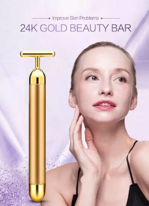 Multi-functional beauty instrument / Beauty bar 24k golden pulse facial 24k gold t shaped face thin Face facial massage vibrator t shape