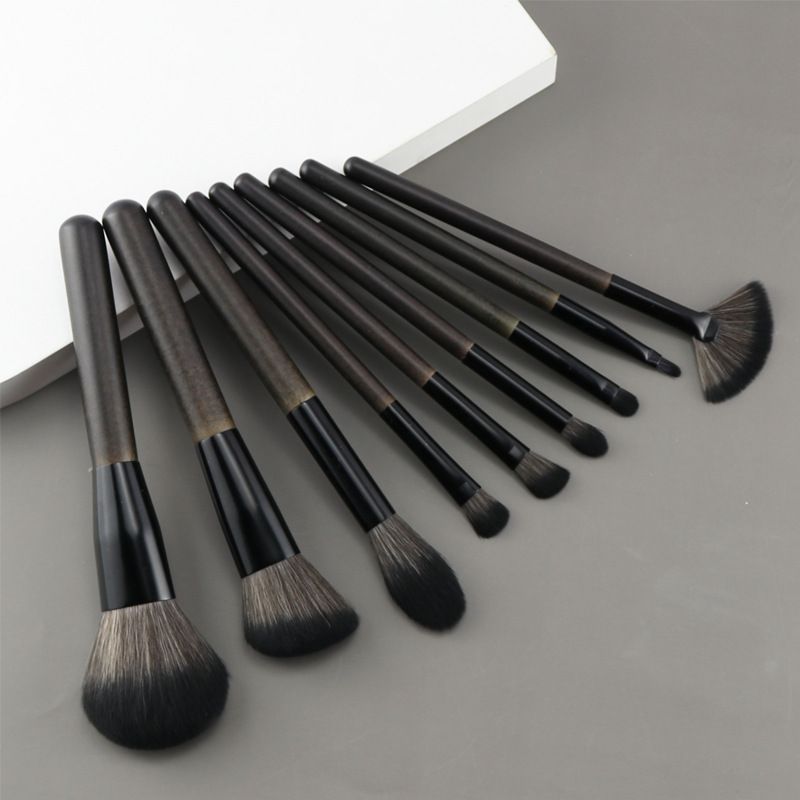 Professional 10-Piece Makeup Brush Set with Wooden Handles – Premium Synthetic Bristles for Face & Eye Application, OEM Private Label Available