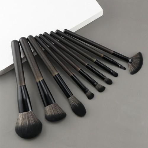 Professional 10-Piece Makeup Brush Set with Wooden Handles – Premium Synthetic Bristles for Face & Eye Application, OEM Private Label Available