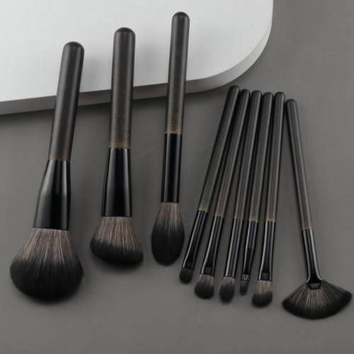 Professional 10-Piece Makeup Brush Set with Wooden Handles – Premium Synthetic Bristles for Face & Eye Application, OEM Private Label Available
