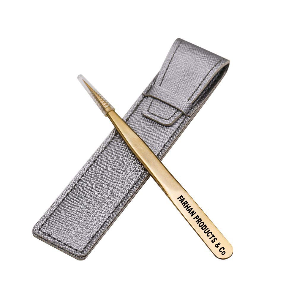 Eyelash Extension Tweezers Set Tweezer for 2D-6D Volume Individual False Lashes Extension Case-Golden (Straight Tweezer)