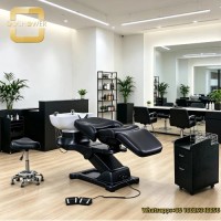 Luxury Reclining Shampoo Bed with Stable Electric Support Base and Comfort Thick Padding for Upscale Hairdressing Salon