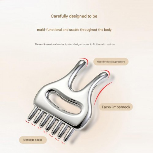 Multifunctional health care head massage comb four-in-one metal nose scraper artifact beauty tool