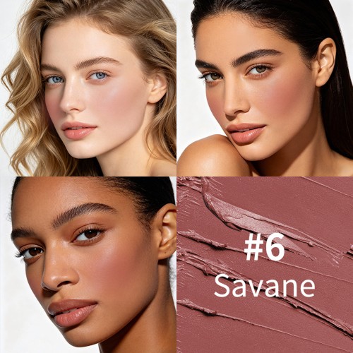 Lakerain Cream Blush, Natural Nude Makeup Solid Blush, Brightening Complexion Face Contour Rouge Blush for Daily Women Makeup