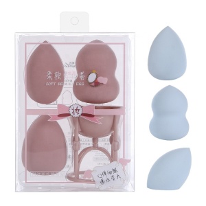 4pcs Beauty Cosmetic Foundation Powder Puff With Holder Latex Free Face Makeup Sponges Blender SetA80108
