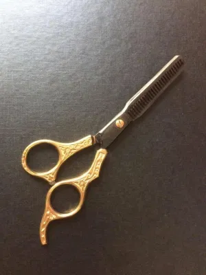 6 Inch Professional Barber Hair Scissors Black and Gold Scissor