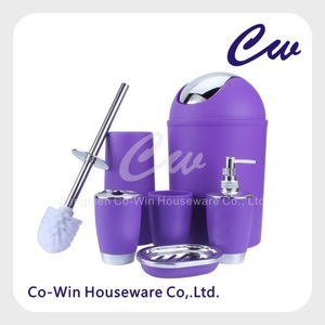 6Pcs Plastic Bathroom Accessory Set Luxury Bath Accessories Bath Set, Soap Dispenser/Toothbrush Holder/Soap Dish/Trash Can