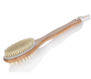 Bamboo Bath Brush for Back Scrubber,Wooden Brush with Long Handle for Exfoliating Skin & Wood Beads for Massage