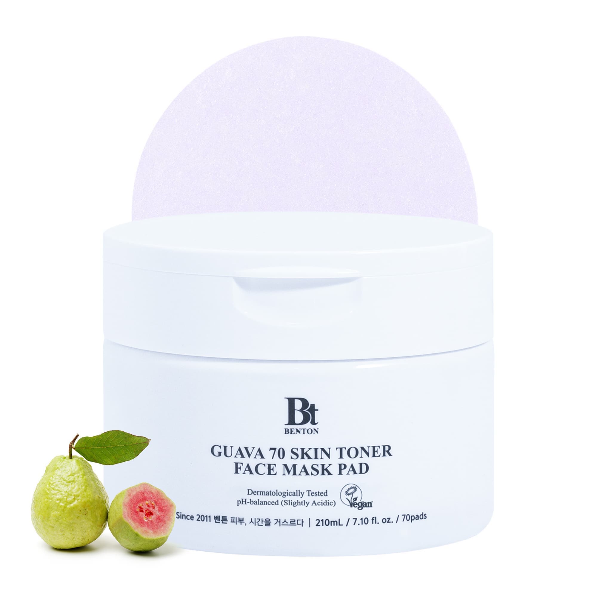 BENTON Guava 70 Skin Toner Face Mask Pad -Glowy Skin, Soothing, Moisturizing,Elastic Skin, Pore Care