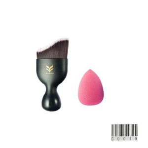 colorful puff with brush and private label makeup/foundation/eyeshadow brush set for face making up