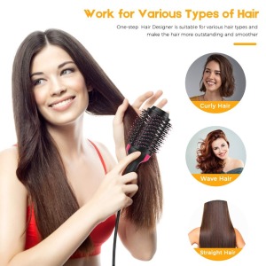 Drop shipping 1000W Hair Dryer Hot Air Brush Styler and Volumizer Hair Straightener Curler Comb Roller One Step Blow Dryer Brush