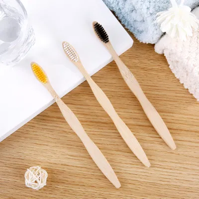Eco Friendly Round Handle Adult Soft Bristle Custom Logo Natural Bamboo Toothbrush