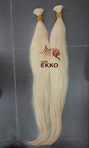 EKKOHAIR High-quality platinum blonde hair #6 Silky&amp;Straight Bulk 4Pcs/Lot blonde colour hair bulk for Braiding blonde Hair