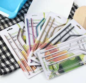 Factory wholesale color drinking custom stainless steel straw I Reusable metal straw with cleaning brush