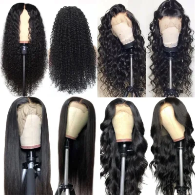 Factory Wholesale Full Frontal Closure Lace Wig Cuticle Aligned Brazilian Virgin Hair 150%180% Density HD Transparent Lace Front Human Hair Wig for Black Woman