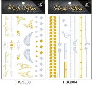 gold silver temporary metallic foil waterproof adhesive body jewelry tattoo sticker /tatoos