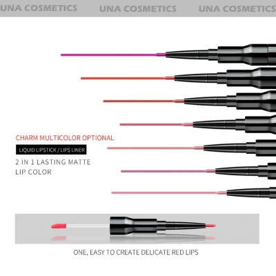 Hot Sale in Europe and America Makeup Cosmetics 2 in 1 Liquid Lipstick and Lip Liner