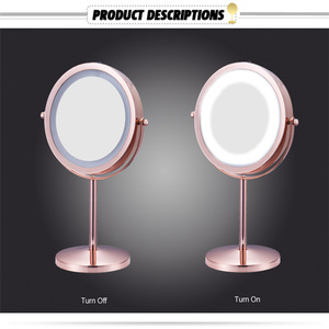 Hotel Customized Rose Gold lighted Vanity Led cosmetic mirror for makeup