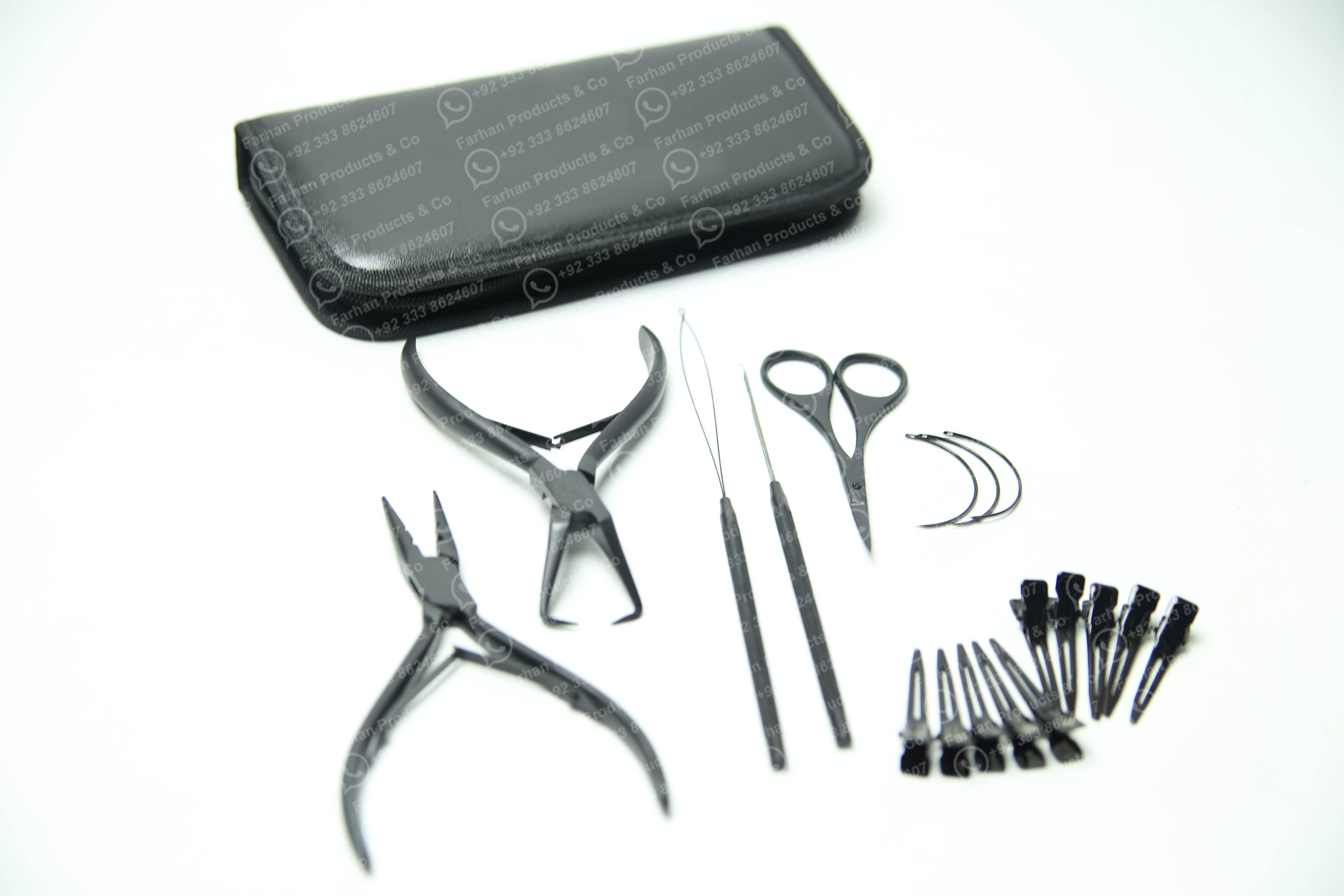 KIT SET Black HAND TIED HAIR EXTENSION TOOL