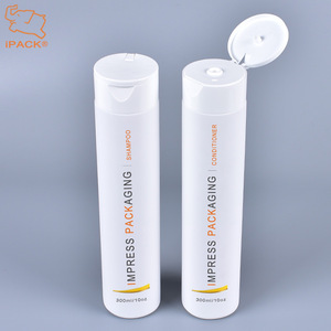 Luxury 300ml empty HDPE plastic shampoo bottles with flip top cap