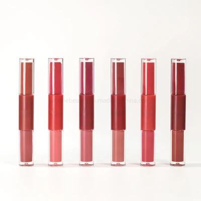 Make Your Logo Double Ended Long Lasting Waterproof Liquid Lipstick Private Label 2 in 1 Lip Gloss Lipstick