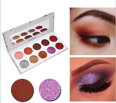 Marble 10-Color Eyeshadow Palette, Glitter Powder Sequins, Pearly Matte Eyeshadow Palette, Long Lasting