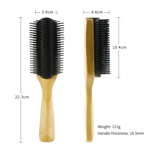 New Arrival Custom Logo Natural Bamboo Paddle Detachable Detanlging Denman Hair Brush