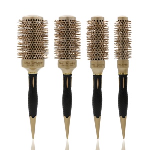 New Design Gold Salon Nylon Bristle Roller Hair Brush Pointed Tail Handle Styling Round Ceramic Hair Brush