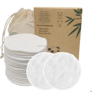 Organic Reusable Washable Bamboo Charcoal Cotton Makeup Remover Face Pads