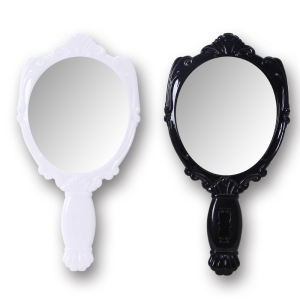 Plastic Hand Makeup Mirror Black Handle Cosmetic Mirror Girls Handheld Dressing Vanity Beauty Make Up Mirrors