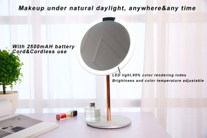 Portable round shape compact led makeup mirror