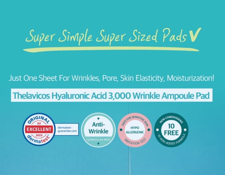 Skin Care Facial Pad  Hyaluronic Acid 3000ppm Anti-Wrinkle Ampoule Pad  THELAVICOS