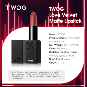 TWOG wholesale 9 fashion colors matte lipsticks waterproof matte lip stick long lasting cosmetic makeup lipstick