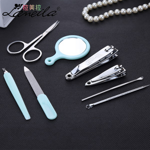 Wholesale 2017 nail care tools blue color professional nail set manicure