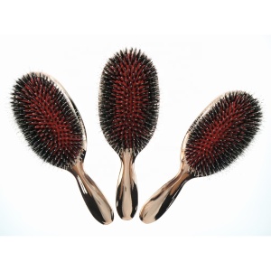 Wholesale  Electroplating Gold Finish Boar Bristle Hair Brush Paddle Hair Brush