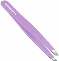 Stainless Steel Slant Tip Tweezers Professional Eyebrow & Eyelash Tweezers for Your Daily Beauty Routine ( Purple )