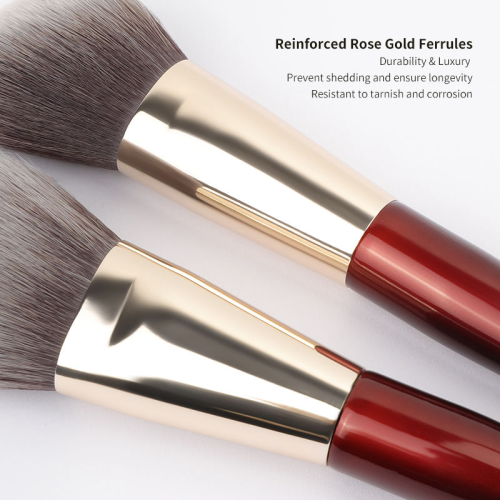 Custom Private Label 9Pcs Burgundy Makeup Brush Set Premium Synthetic Hair Cosmetic Face Eye Beauty Brushes with Wooden Handle