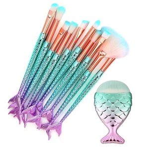 11pcs 3D Mermaid Makeup Brush Cosmetic Brushes Eyeshadow Eyeliner Blush Brushes