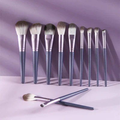 11PCS Purple Makeup Brushes Set Private Label Powder Foundation Eye Shadow Eyebrow Foundation Brush