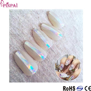 2017 Whosale latest hot-selling fantastic Auraora effect nail art gold & silver foil stickers