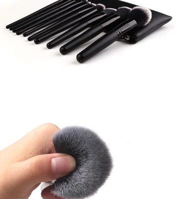 8PCS Black Color Wood Handle Makeup Brushes Set with Flannel Bag High-Quality Beauty Tools