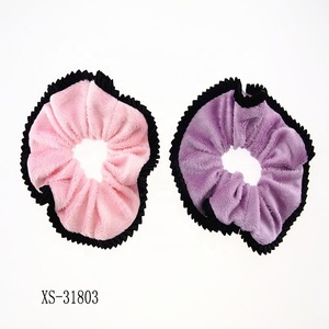 Cotton Beads Wholesale Women Hair Elastic Custom Velvet Bath Scrunchie